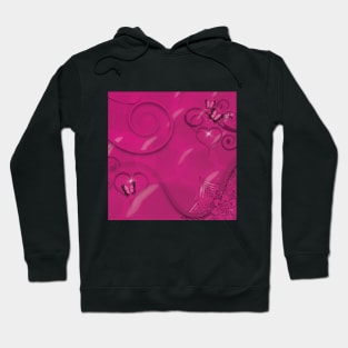 Hearts Twinkling, Vines Creeping, Butterflies Flying, Bubbles Floating , Flowers & Leaves in a Fantasy World of Pink Hoodie